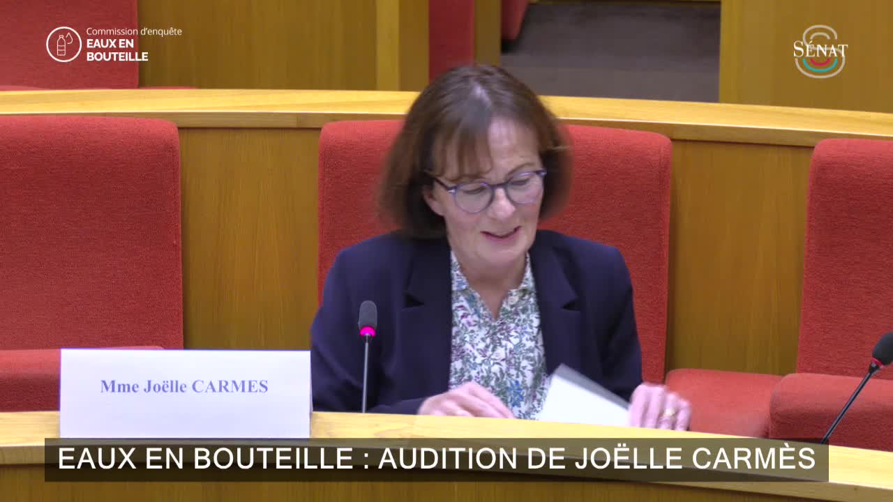 Eaux en bouteille : audition de Joëlle Carmès